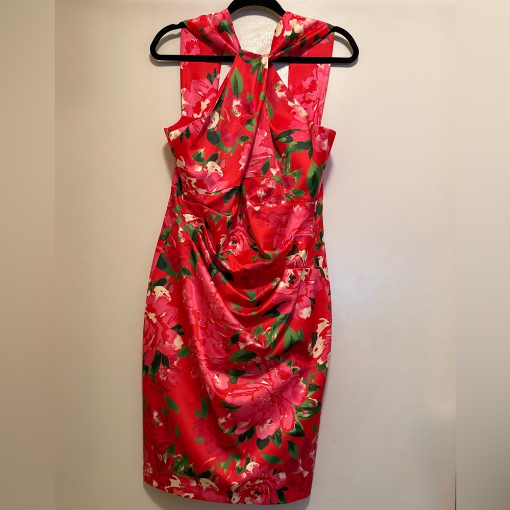 Eliza J Red and Pink Floral Dress